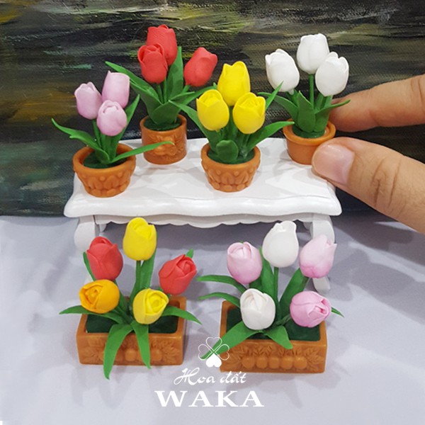 Mô Hình Chậu Tulip 5cm Mini Tỉ Lệ 1/12