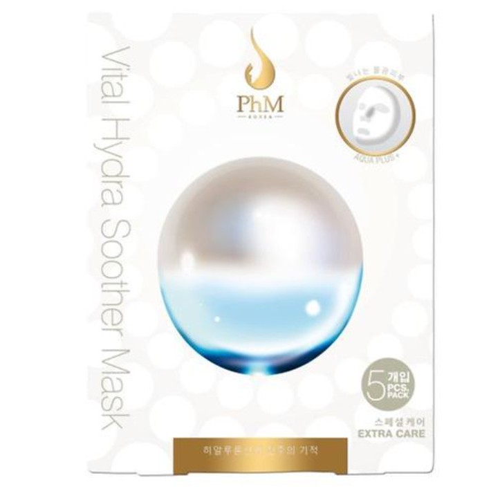 Mặt nạ giấy Phm Vital Hydra Soother Mask ngọc trai cấp ẩm và làm trắng 25g x 5 miếng (HSD: 02/02/2022)