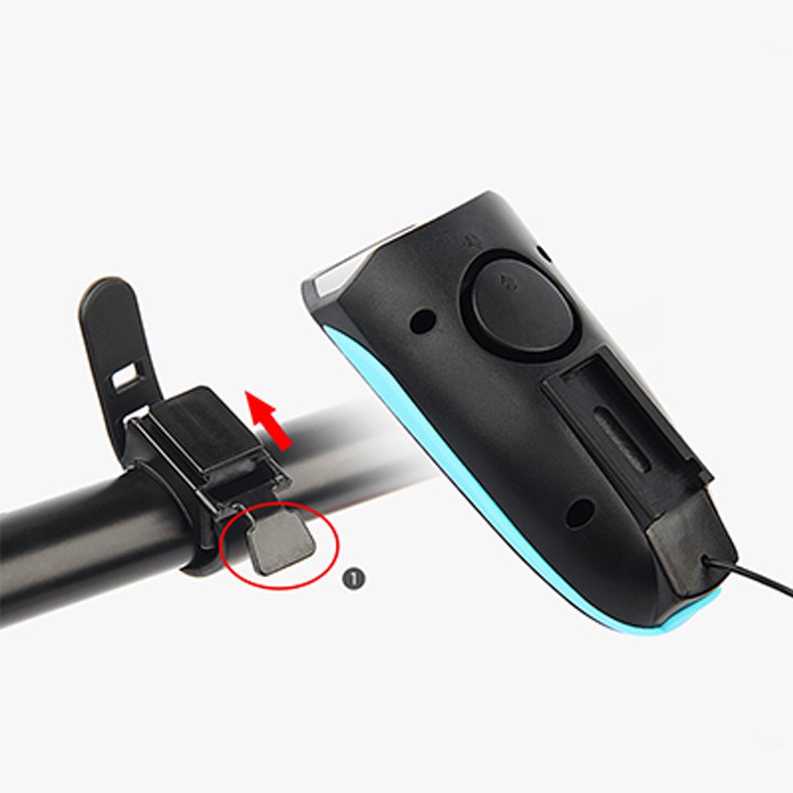 Đèn xe đạp có còi chống nước pin sạc USB