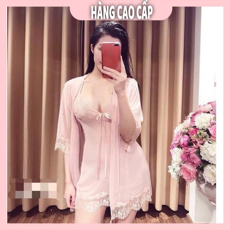 Váy ngủ sexy ren hoa ngực kèm áo choàng ngủ và chip lọt khe quyến rũ với 4 màu siêu hot | BigBuy360 - bigbuy360.vn