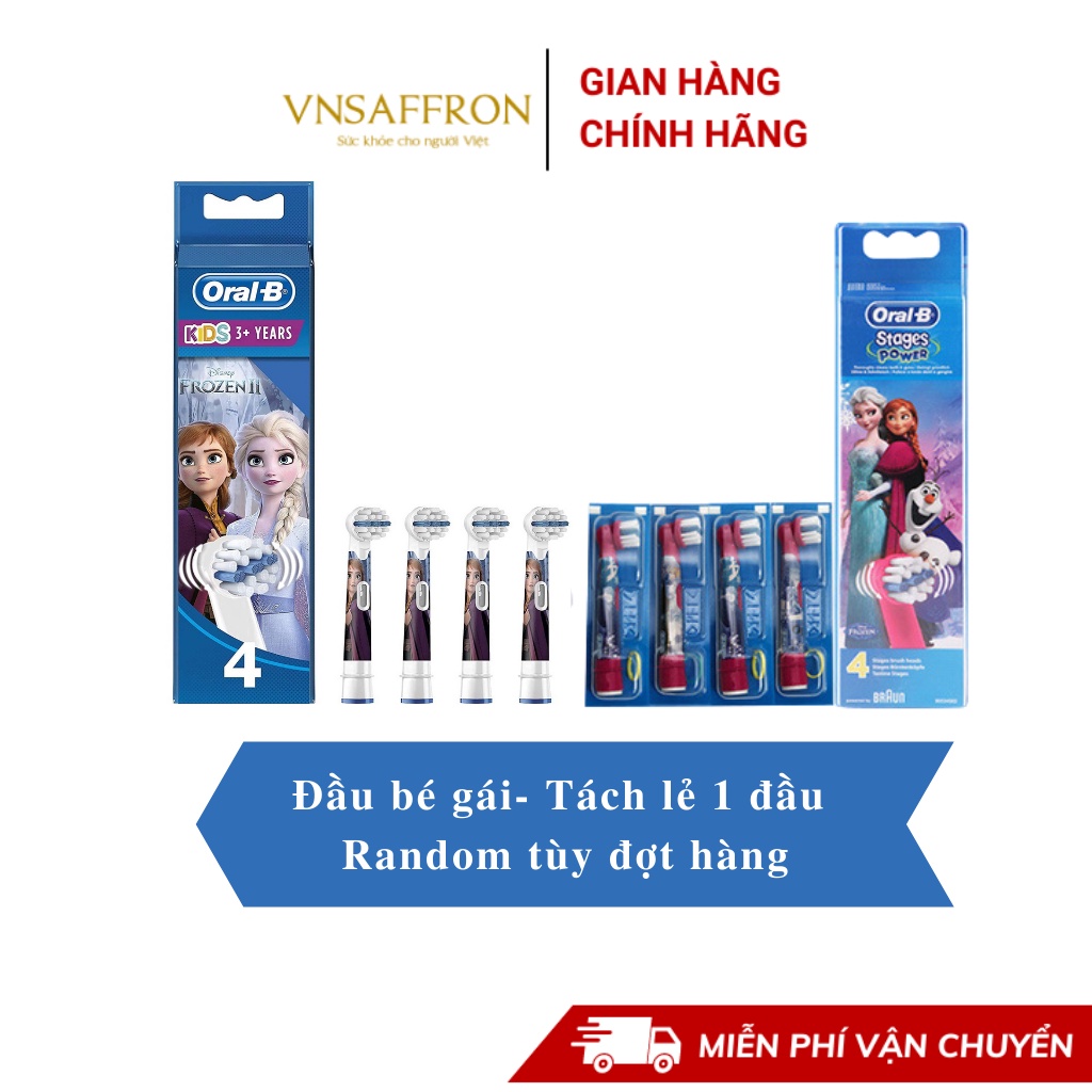 Đầu bàn chải trẻ em Oral B thay thế chính hãng (Disney, Starwar,...) cho trẻ em, bé gái từ 3 tuổi