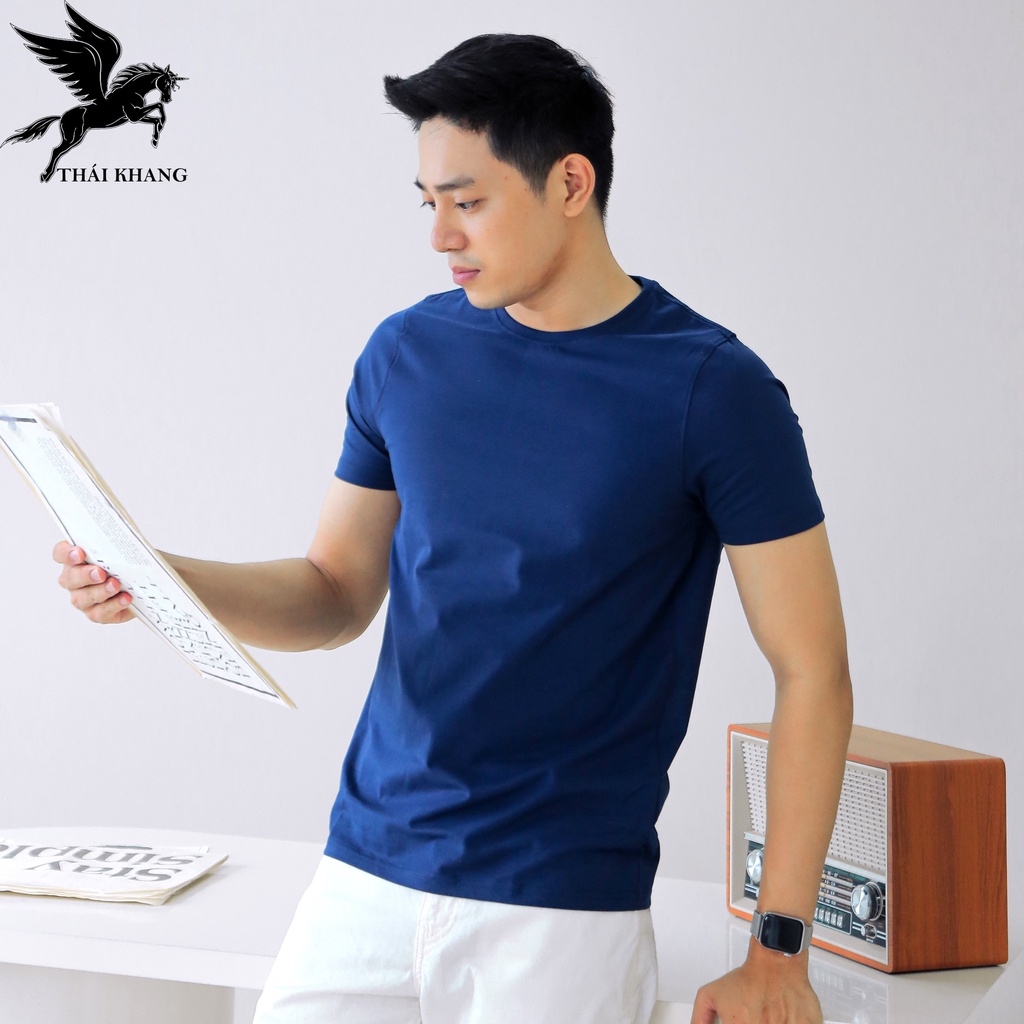 Áo thun nam cổ tròn cotton 100% THÁI KHANG vải cotton dày mềm siêu mát ATRON11