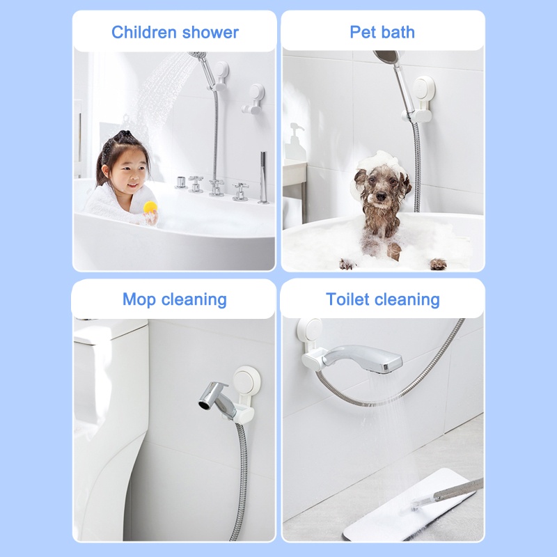 Giá Đỡ Vòi Hoa Sen Gắn Tường Có Giác Hút Xoay 360 Độ° Vòng Cổ Xoay Được