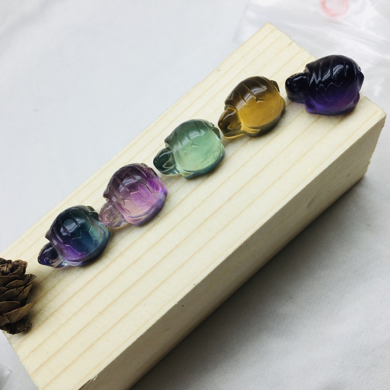 Tượng Rùa Pha Lê Fluorite Nhỏ Màu Sắc Tự Nhiên Chất Lượng Cao Trang Trí Sưu Tầm Giao Hàng Ngẫu Nhiên