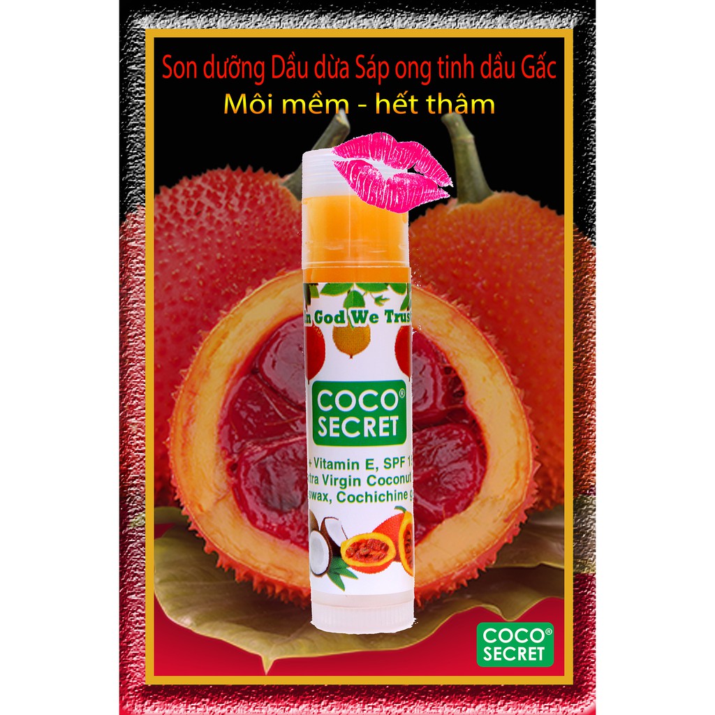 Son môi dưỡng ẩm Dầu dừa Sáp ong Tinh dầu gấc Coco Secret