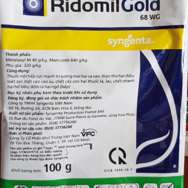 RIDOMIL GOLD 68WG (gói 100gram)