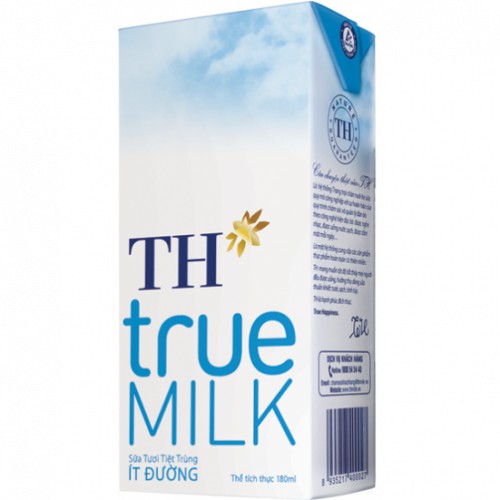 Thùng sữa tươi TH True Milk ít đường 48 hộp x 180ml
