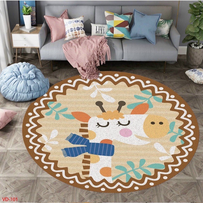Thảm nỉ Bali tròn 5D nhập khẩu cao cấp -Trang trí phòng khách, phòng ngủ, kích thước 100cm