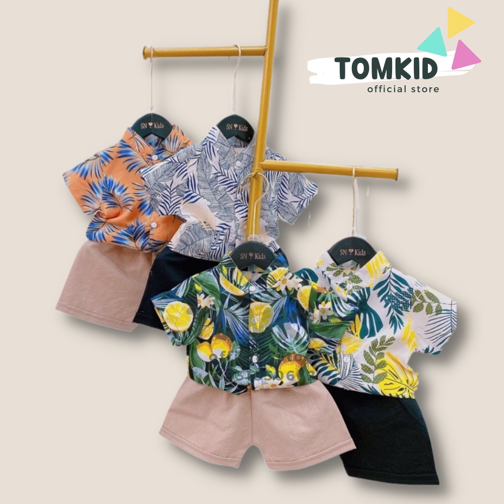 Đồ đi biển cho bé trai, Áo sơ mi cho bé chất tơ đũi siêu mát 7-20kg TomKids