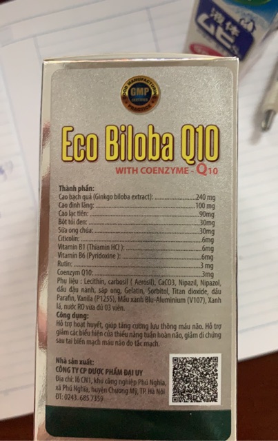 BỔ NÃO hoạt huyết  Eco Biloba Q10 - Ginkgo Biloba 240 viên nang mềm - Cải thiện trí nhớ, tăng cường lưu thông máu não