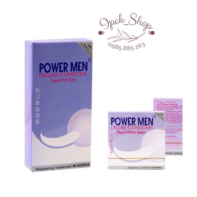 Bao cao su POWER MEN Super Thin siêu mỏng trơn truyền nhiệt - Ipek_Shop