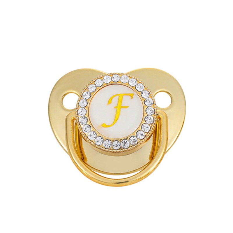 Núm ti giả 26 chữ cái bằng silicone đính đá lấp lánh không chứa BPA cho bé