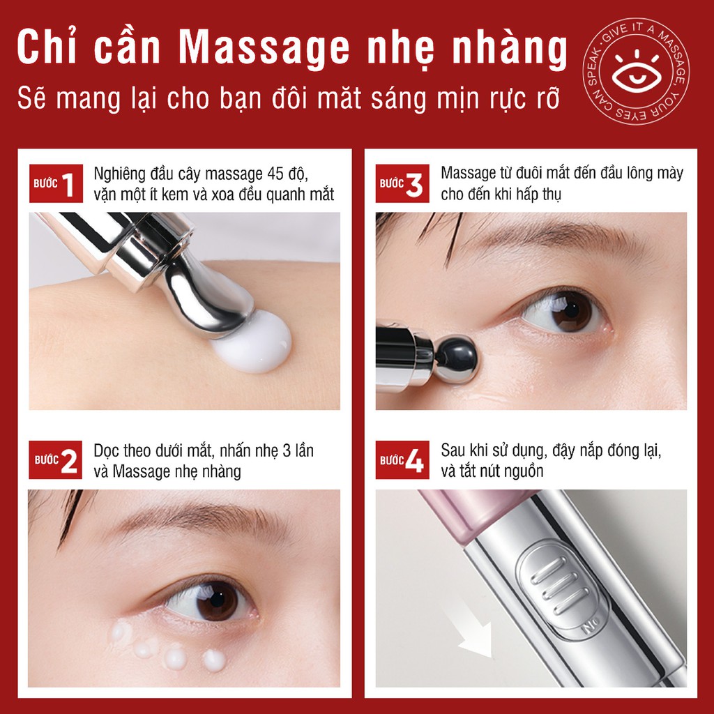 BÚT MASSAGE MẮT KEM EYE CREAM DƯỠNG DA, GIẢM LÃO HÓA &amp; THÂM QUẦNG MẮT 20g BMYR119