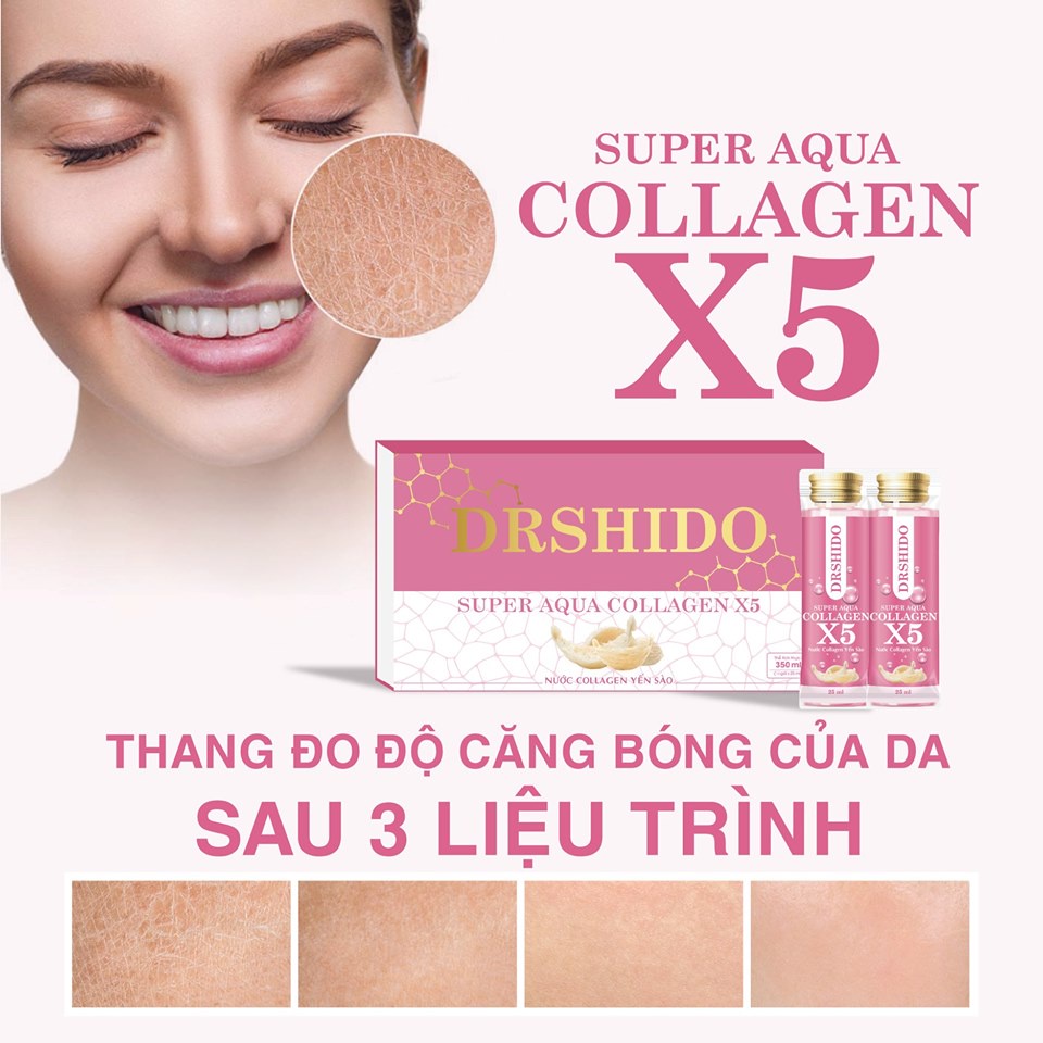 CHÍNH HÃNG - Hộp Nước uống Collagen X5 SUPER AQUA DR SHIDO (14 gói/hộp) TẶNG KÈM Mặt nạ tế bào gốc nhau thai cừu