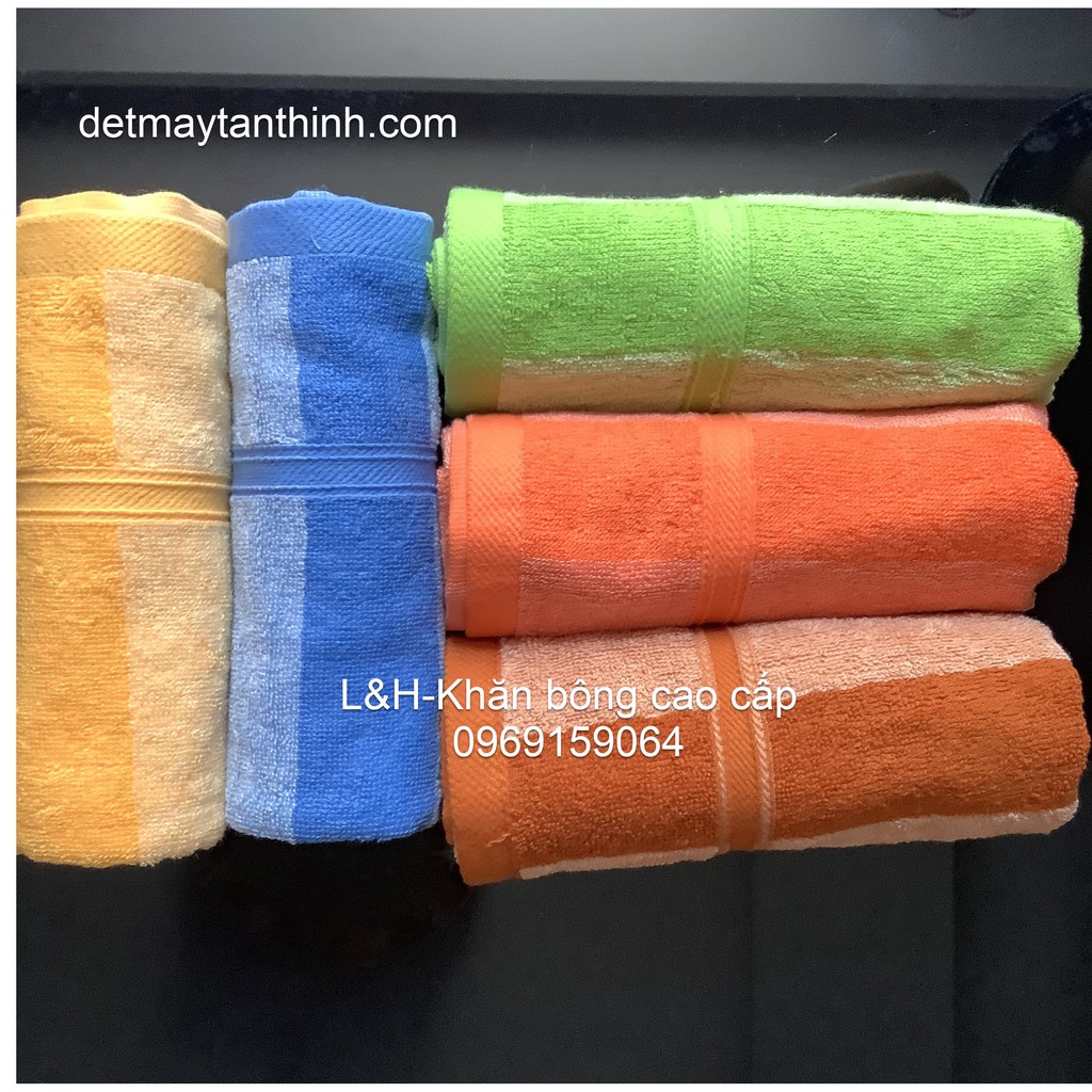 Khăn lau đầu, lau tóc cotton 34*80cm-120gr - kẻ mờ Tân Thịnh