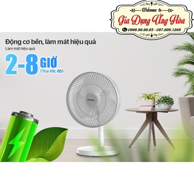 Quạt tích điện, quạt sạc tích điện SUNHOUSE SHD7115 mẫu mới hè 2021