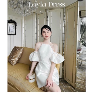 Đầm cổ yếm tay bèo rớt vai tiểu thư