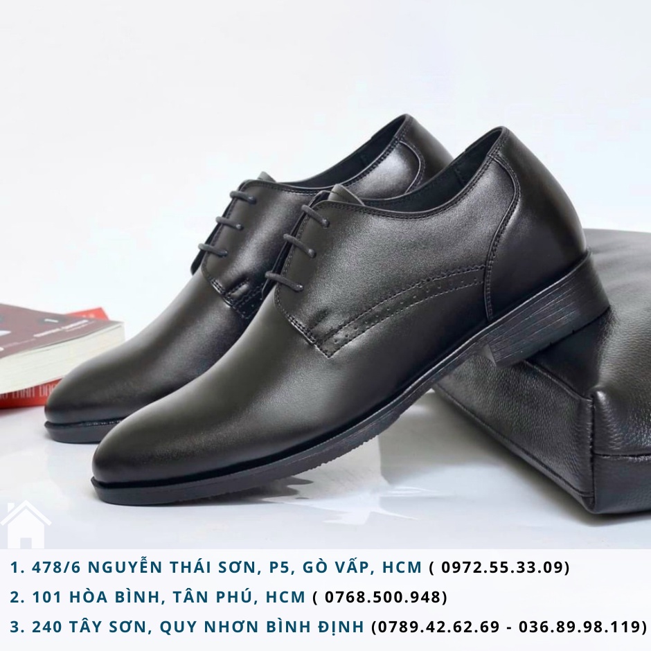 Giày tây nam công sở tăng chiều cao da thật mã  GC02 màu den
