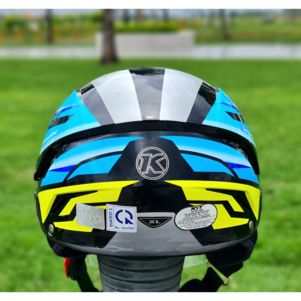 Mũ bảo hiểm 3/4 KYT TIGER JET tem 01 xanh/đen/vàng