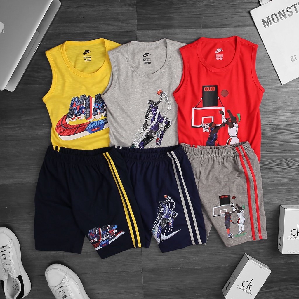 Đồ bộ bé trai size đại Nike xuất dư sát nách Dragon Kids