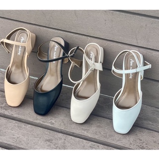 Giày sandal nữ 3 phân gót vuông bít mũi kiểu dáng giày mũi vuông phối quai hậu tiểu thư phong cách Hàn Quốc _ASD1004HC