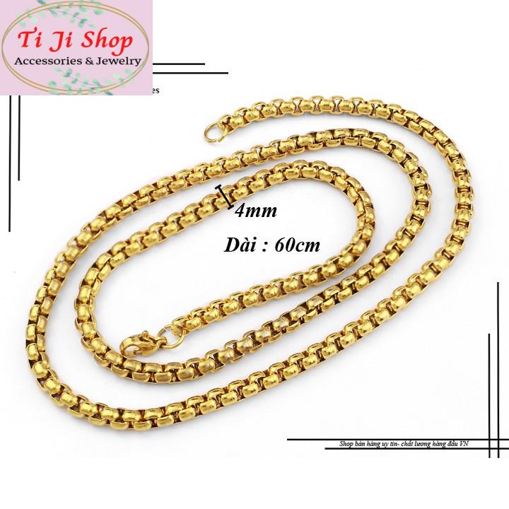 DÂY CHUYỀN INOX NAM BÔNG DỪA KHÍT 4MM MẠ VÀNG 3 LỚP KĨ KHÔNG ĐEN