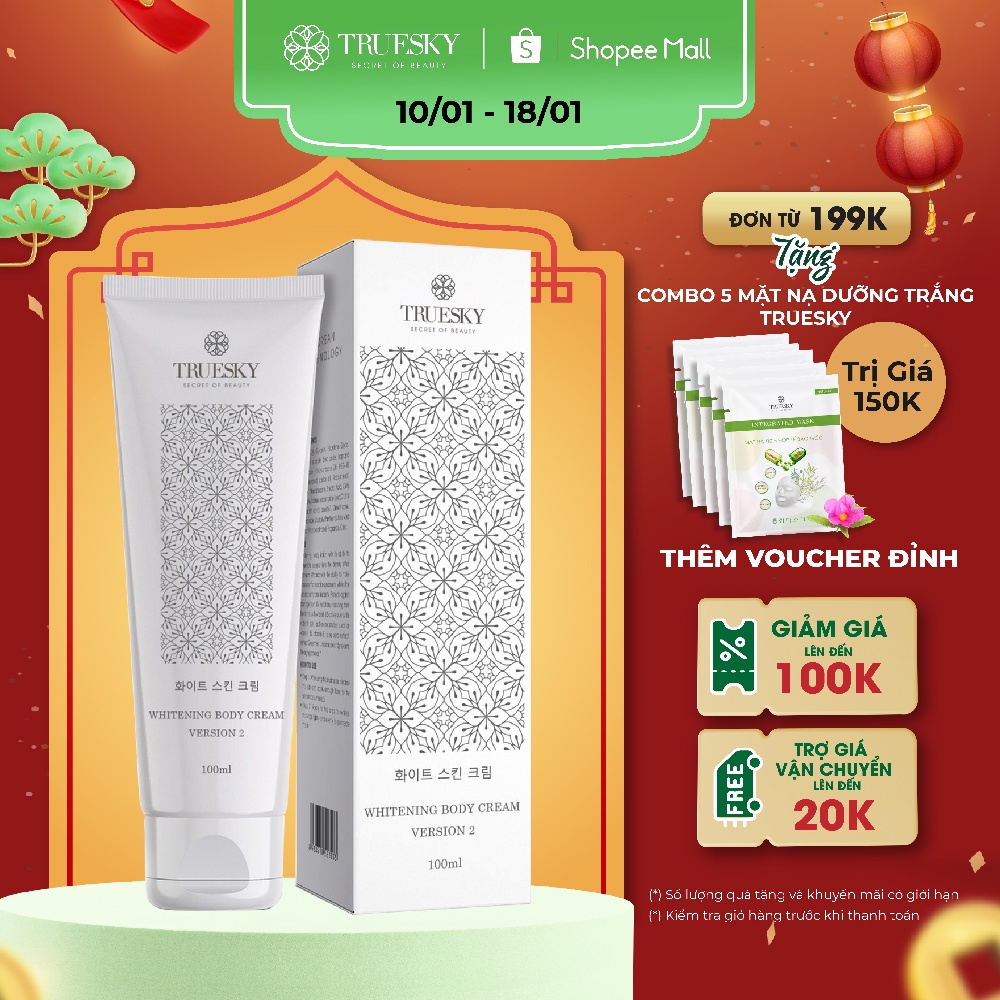 Kem ủ trắng toàn thân Truesky Version 2 giúp làm trắng da body 100ml - Whitening Body Cream