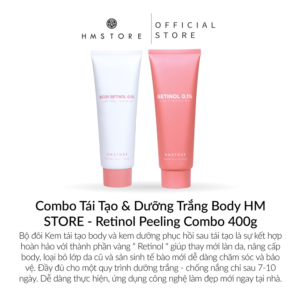 Combo Tái Tạo - Dưỡng Trắng Da Body Retinol 0.1% - HM STORE