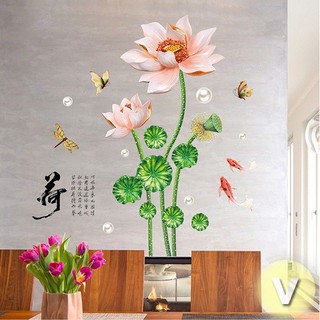 Decal dán tường Hoa sen hồng