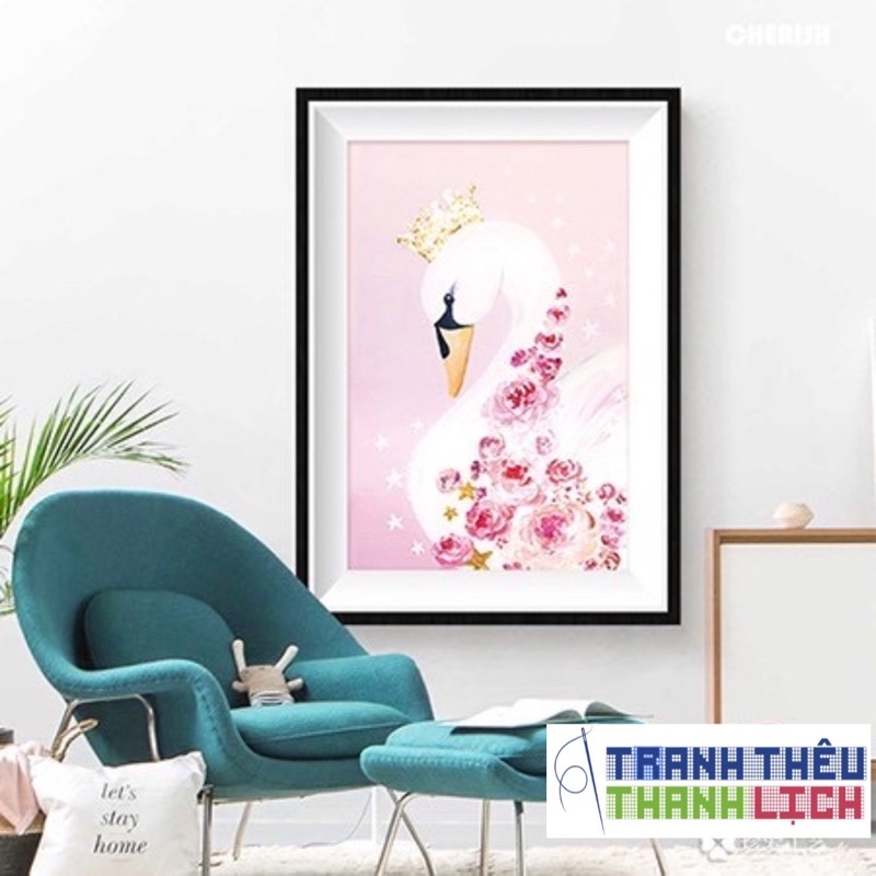 |Đính hết tranh| TRANH ĐÍNH ĐÁ Thiên Nga công chúa hoa hồng  Ailuo AL72258 |50x70cm|_ Chưa đính