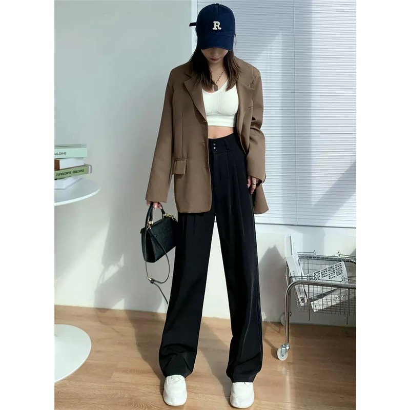 Quần ống rộng Lưng Cao Thời Trang retro Cho Nữ