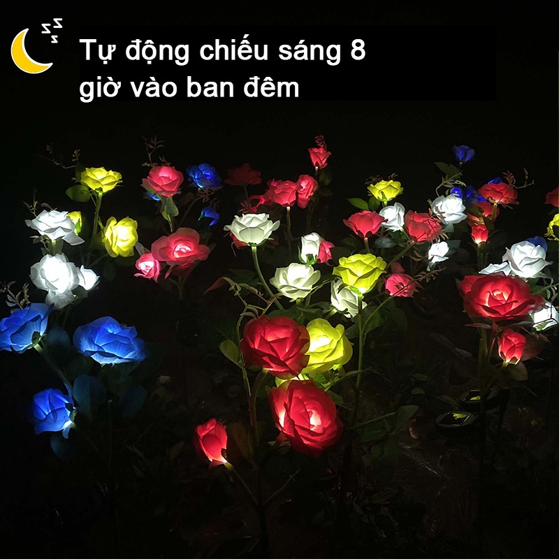 [Hàng sẵn sàng&amp;COD] Đèn LED năng lượng mặt trời sân vườn với 3 hình hoa hồng cho vườn nhà và trang trí lối đi trong sân