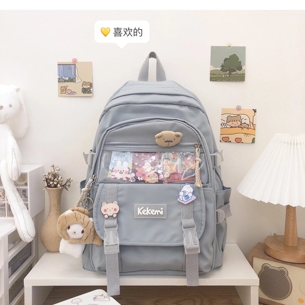 Balo vải ulzzang trong suốt, ba lô nữ thời trang đi học. B099 cặp đi học 2 nịt trong suốt apas