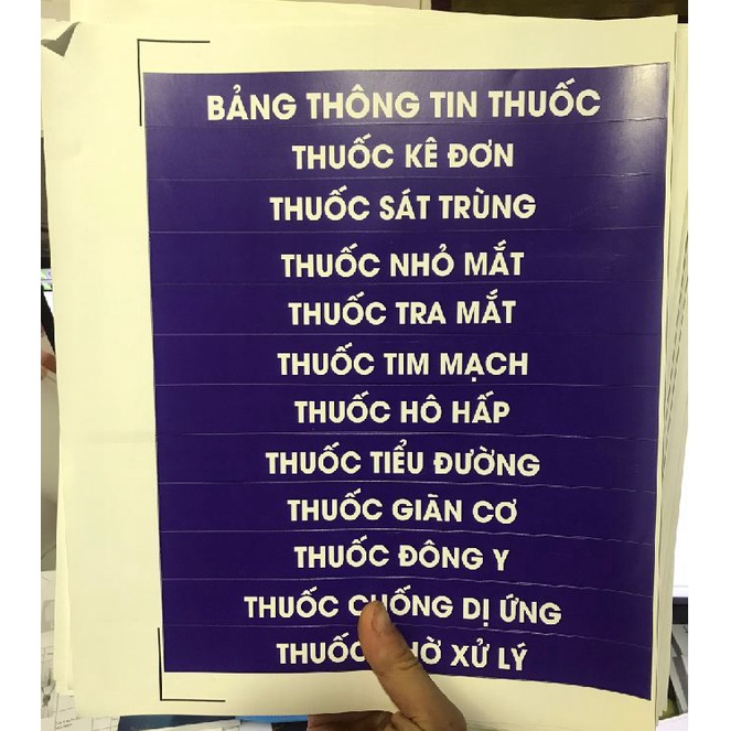 Decal dán tủ thuốc- tem danh mục thuốc