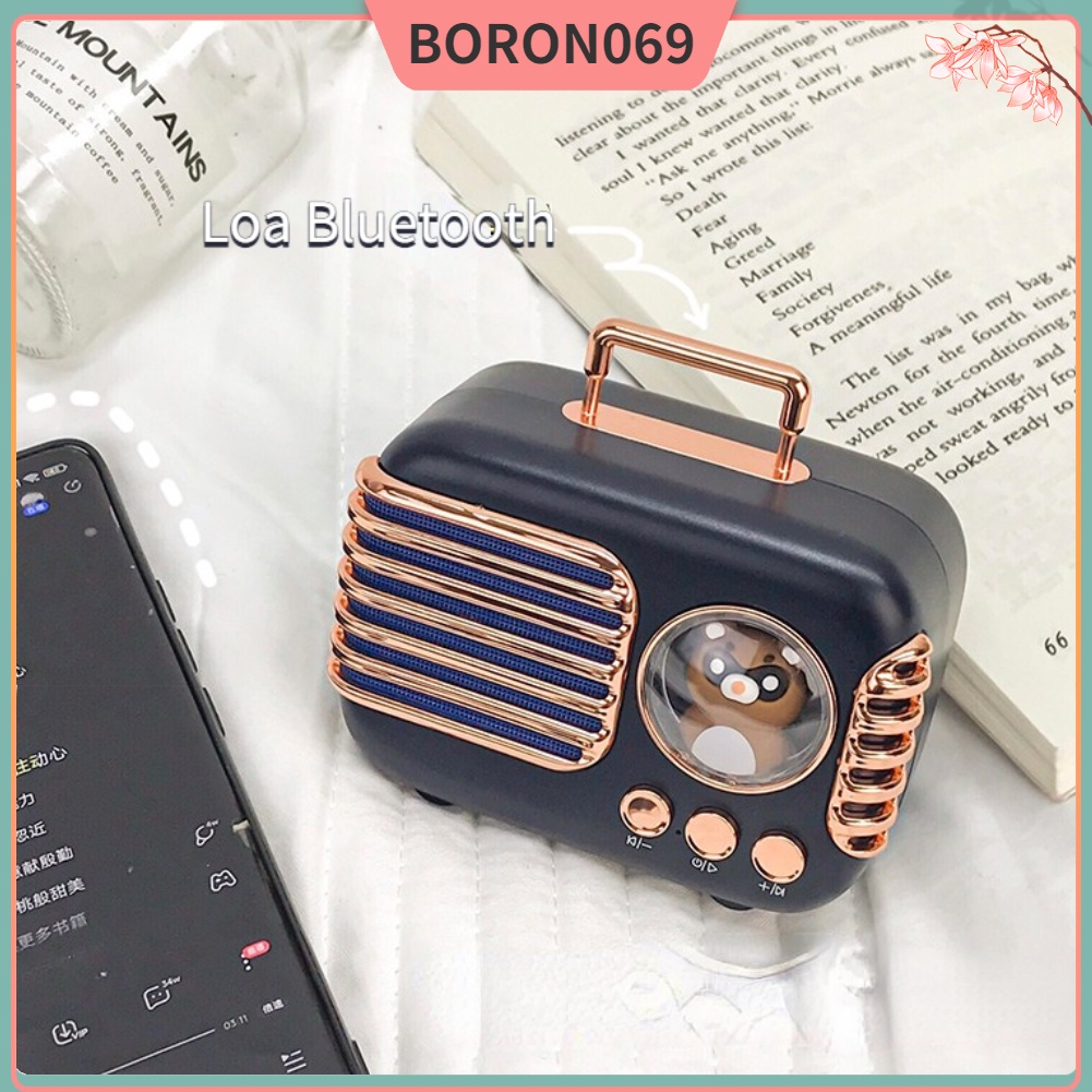 Loa Bluetooth cổ điển Vật nuôi không dây Vali mini Stereo Blue để chơi nhạc Boron069