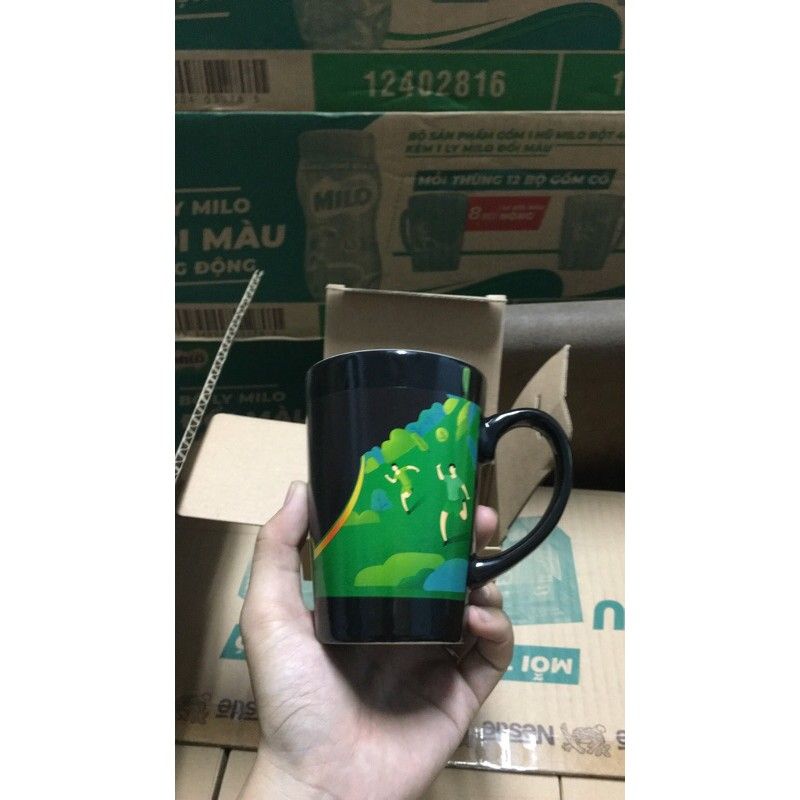 Bộ 2 ly sứ đổi màu nóng lạnh quà tặng Milo