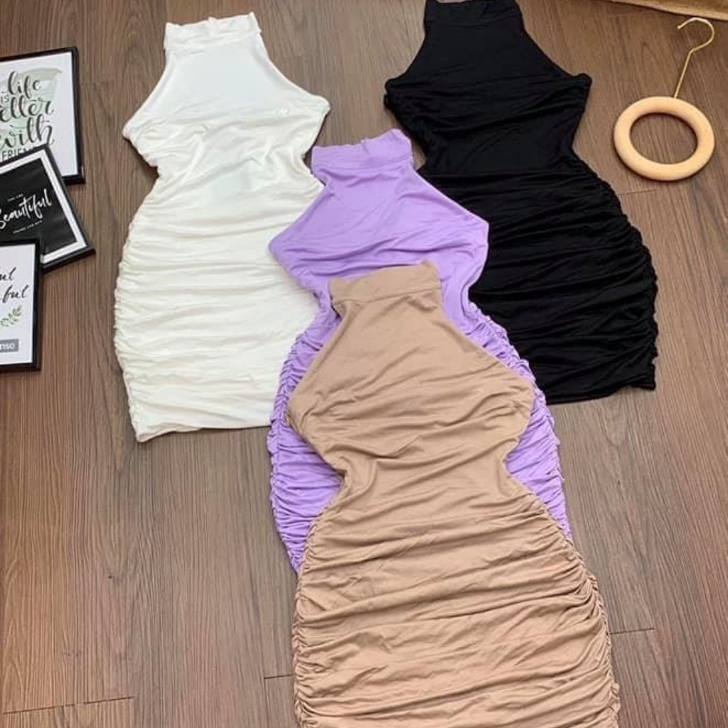 Đầm Body Cổ Yếm Dáng Ôm, Nhúng Eo 2 Bên, Chất Borip Dày Dặn | BigBuy360 - bigbuy360.vn