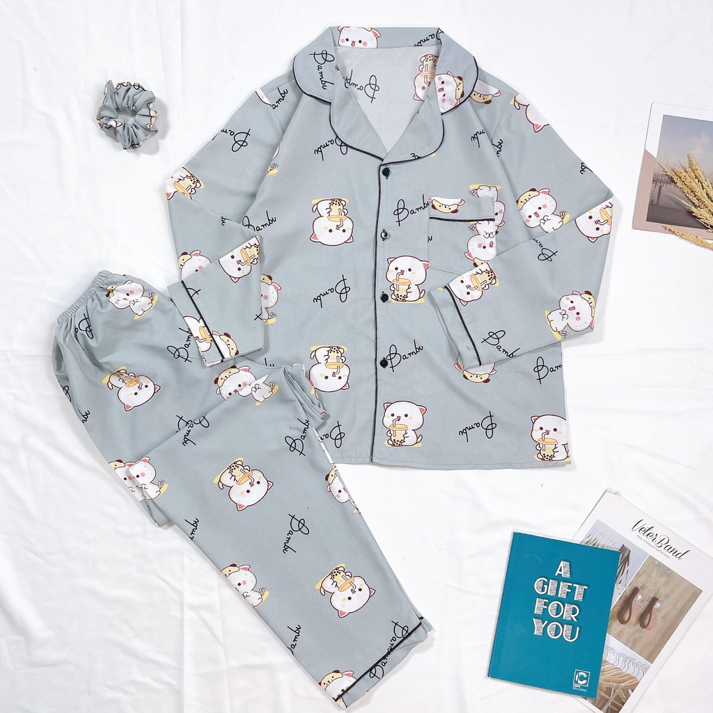 [Sale Xả Hàng- Bộ Ngủ Pijama Tay Dài-Đồ Bộ Mặc Nhà-Vải Thái Lọai 1-Hàng Có Size.