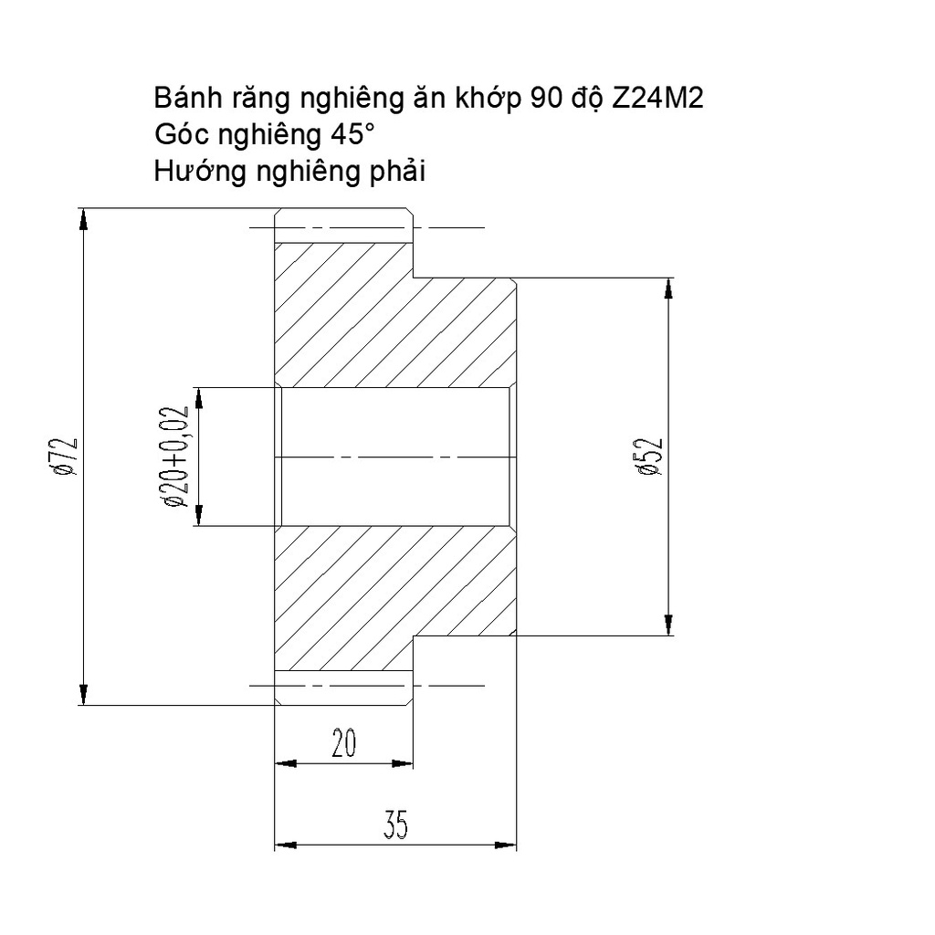 Bánh răng nghiêng ăn khớp 90 độ-Z24m2