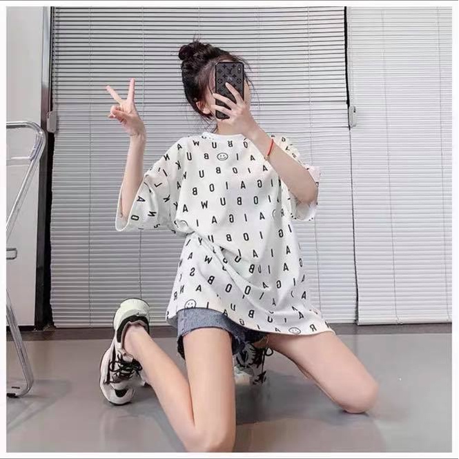 Áo thun nữ áo thun in chữ cá tính, phom rộng XONXEN SHOP freesize mã 02