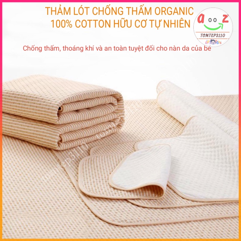 Thảm Lót Chống Thấm Organic,Tấm Lót Sơ Sinh Thay Tã  100% Cotton Hữu Cơ Tự Nhiên An Toàn Cho Nàn Da Của Bé