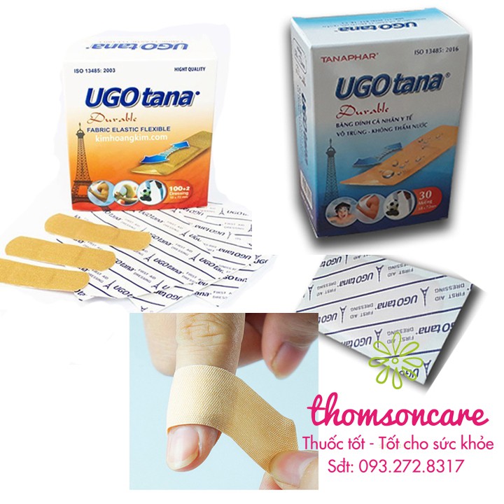 Băng dính cá nhân y tế Ugotana - Hộp 30 miếng - Băng dính cá nhân số 1 sản xuất tại Việt Nam