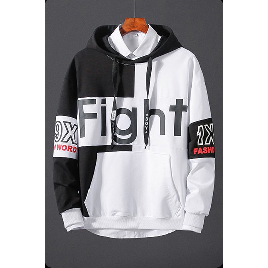 Bộ Quần Áo Nỉ Nam Áo Khoác Hoodies FIGHT 9X Phối Hai Màu Cá Tính Trẻ Trung Thời Trang Zenkocs3 MEN QA 055C W