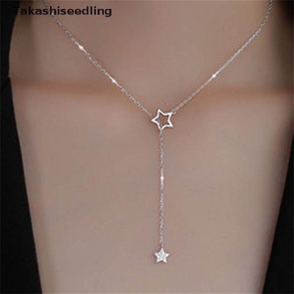 (Takashiseedling) Vòng cổ Mặt Hình Ngôi Sao Rỗng Đính Đá Zircon Thanh Lịch Cho Nữ