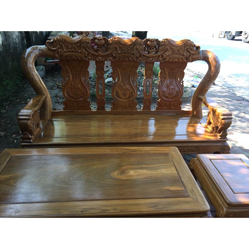 Bộ bàn ghế quốc voi tay 12 gỗ lim nam phi