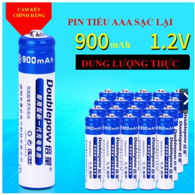 Bộ Pin đũa sạc dung lượng cao Doublepow AAA 900mAh