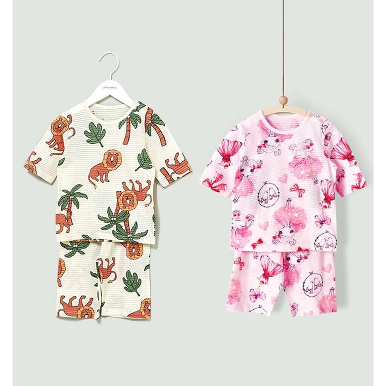 Đồ bộ quần áo thun cotton cho bé trai, bé gái mùa hè Unifriend 2022. Size trẻ em 5, 6, 7, 8 tuổi