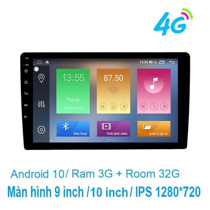 Màn hình DVD android 10.0, 4G, Wifi, Ram 3G, Rom 32G. Hàng cao cấp - Màn hình Qled 9 và 10 inch