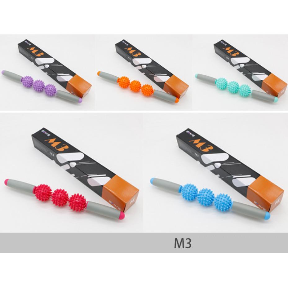 Gậy lăn  massga M3, con lăn massage cơ đùi,vai, cổ tập YOGA ( Loại 3 Bóng)