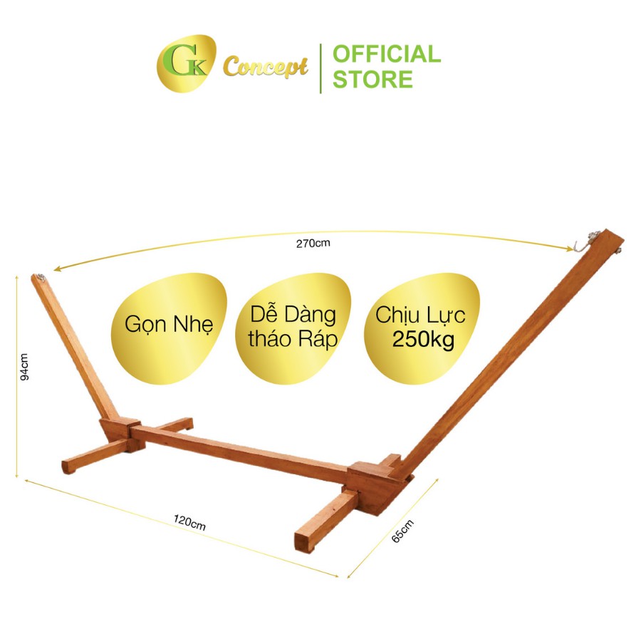 Khung Võng Gỗ Xếp, gỗ mật hồng tự nhiên, chịu lực tốt, kết cấu chắc chắn, dễ tháo lắp, phù hợp cho mọi gia đình